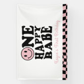 ワンハッピーベーブウェーブハッピースマイルガール1st誕生日 横断幕 (縦)