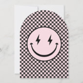 ワンハッピーベーレトロピンクファースト誕生日 招待状 (裏面)