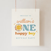 ワンハッピーボーイサンサンファースト誕生日ウェルカムサイン ポスター