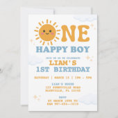 ワンハッピーボーイファースト誕生日招待状サンテーマ 招待状 (正面)