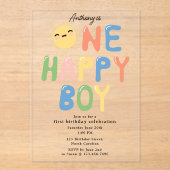 ワンハッピーボーイ誕生日招待状1stバースデーサン アクリル招待状 (正面)