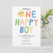ワンハッピーボーイ誕生日招待状1stバースデーサン 招待状 (スタンド正面)