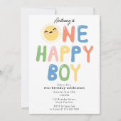 ワンハッピーボーイ誕生日招待状1stバースデーサン 招待状 (正面)