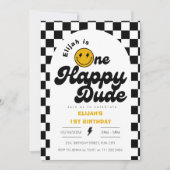 ワンハッピー・デュード ラッドボーイ 1歳の誕生日 招待状 (正面)