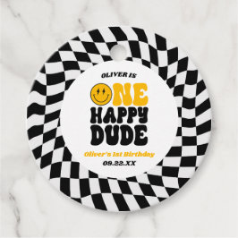 ワンハッピー・デュード レトロ ファースト 1歳の誕生日パーティー フェイバータグ