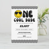 ワンハッピー・デュード ワン・クール・デュード・ボーイの1歳の誕生日 招待状 (スタンド正面)