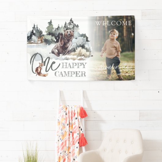 ワンハッ素朴プキャンパーフォト誕生日デコール 横断幕 (インサイチュ)