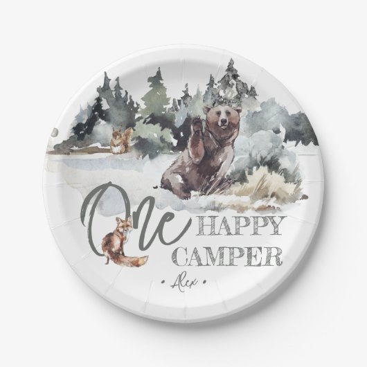 ワンハッ素朴プキャンパー誕生日パーティー ペーパープレート (正面)
