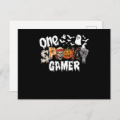 ワンハロウィーンゲーマー不気味レオパードGroovy シーズンポストカード (正面/裏面)