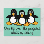ワンバイワンザペンギンズおもしろいことわざデザイン ポストカード (正面)