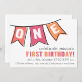 ワンバナー招待状 – 少女 招待状 (正面/裏面)