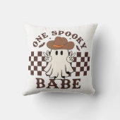 ワンバベ不気味ウェスタン女性のカーボーイベビー誕生日 クッション (裏面)