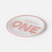 ワンバルーンファースト誕生日ガールパーティープレート ペーパープレート (アングル)