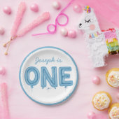 ワンバルーン、ファースト誕生日ボーイパーティープレート ペーパープレート (パーティー)