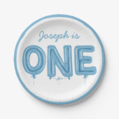 ワンバルーン、ファースト誕生日ボーイパーティープレート ペーパープレート (正面)