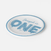 ワンバルーン、ファースト誕生日ボーイパーティープレート ペーパープレート (アングル)