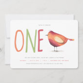 ワンバーディの最初の誕生日パーティーの招待 招待状 (正面)