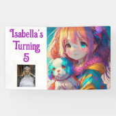 ワンパーソナライズされたかわいらしコの女の子 横断幕 (横)