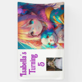 ワンパーソナライズされたかわいらしコの女の子 横断幕 (縦)