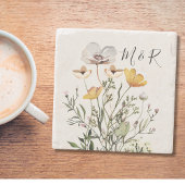 ワンパーソナライズされたグラム乾燥野花カップル ストーンコースター