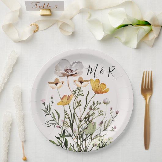 ワンパーソナライズされたグラム乾燥野花カップル ペーパープレート (ウェディング)