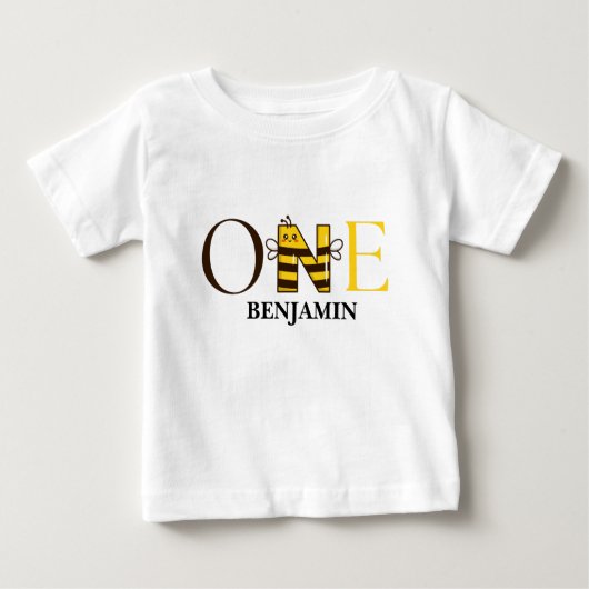 ワンパーソナライズされたビー1歳の誕生日 ベビーTシャツ (正面)