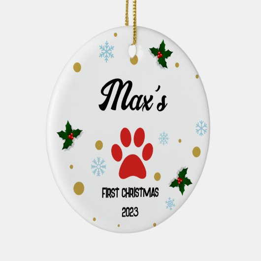 ワンパーソナライズされたピーのクリスマス セラミックオーナメント (右)