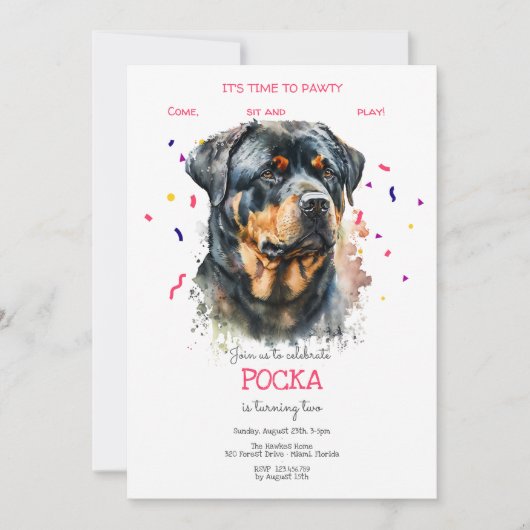 ワンパーティしよう、犬の誕生日パーティ 招待状 (正面)