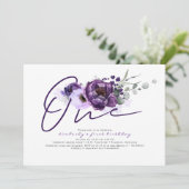 ワンパープルフラワーズ1st誕生日パーティの招待状 招待状 (スタンド正面)