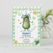 ワンビッグディルピクルス ファーストバースデー ブルー 写真 招待状 (スタンド正面)