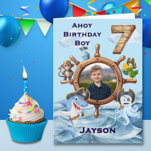 ワンピクセルパイレーツ7歳の誕生日カード カード