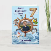 ワンピクセルパイレーツ7歳の誕生日カード カード (正面)