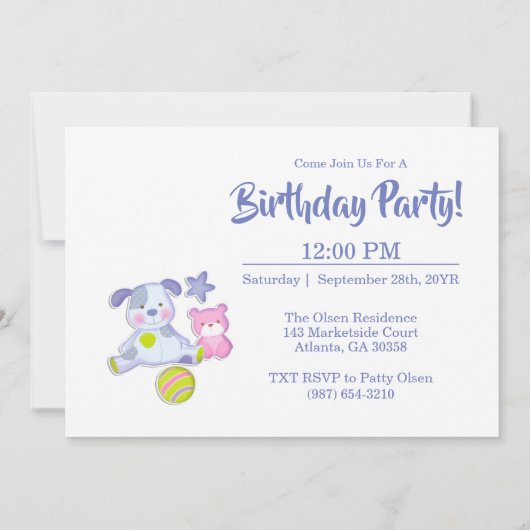 ワンピンクかわいい写真誕生日 招待状 (裏面)