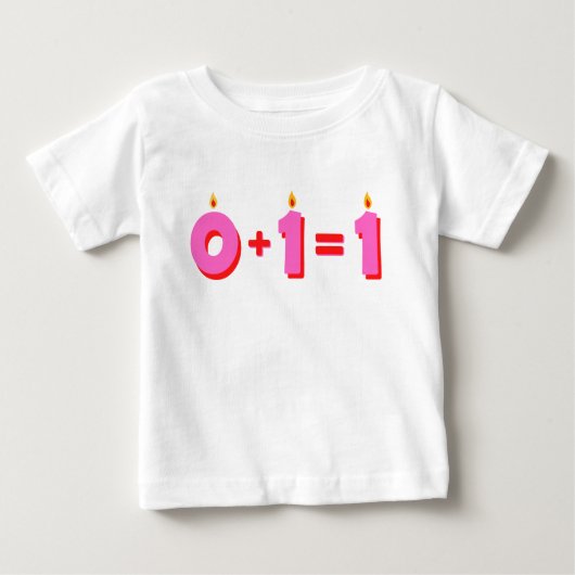 ワンピンク1歳の誕生日のベビーガールTシャツ ベビーTシャツ (正面)