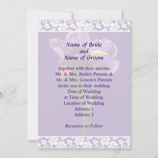 ワンピース パープル アイリス ウェディング 招待状セット 招待状 (正面)