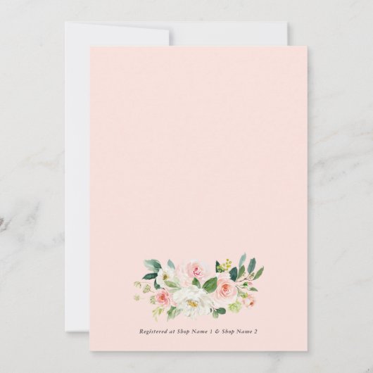 ワンピーチ花模様ファースト誕生日フォト招待状 招待状 (裏面)