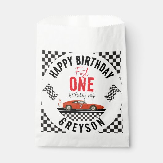 ワンファストレースカーボーイ1st誕生日パーティー フェイバーバッグ (正面)