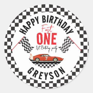 ワンファストレースカーボーイ1st誕生日パーティー ラウンドシール