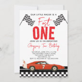 ワンファストレースカーボーイ1st誕生日パーティー 招待状 (正面)