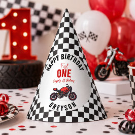 ワンファストレース モーターサイクル ボーイ 1歳の誕生日パーティー パーティーハット