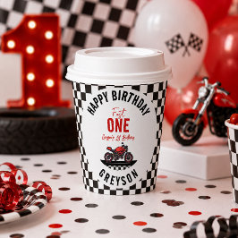 ワンファストレース モーターサイクル ボーイ 1歳の誕生日パーティー 紙コップ