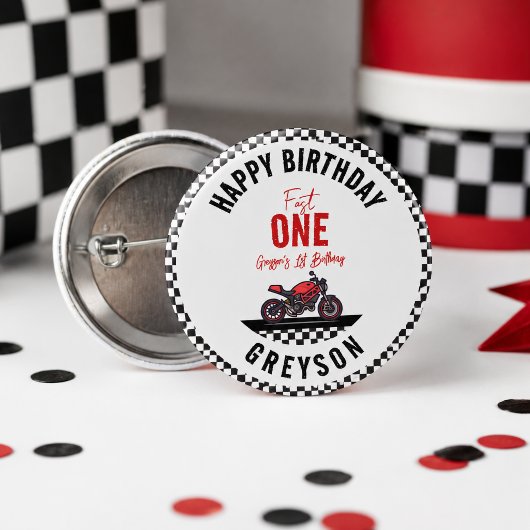 ワンファストレース モーターサイクル ボーイ 1歳の誕生日パーティー 缶バッジ