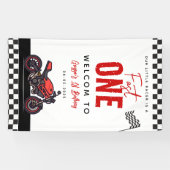 ワンファストレース モーターサイクル ボーイ 1歳 誕生日パーティー 横断幕 (横)