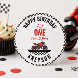 ワンファストレース モーターサイクル 男の子 1歳 誕生日パーティー ラウンドシール