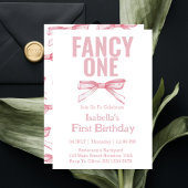 ワンファンシーピンクボウコケットガール1st誕生日 招待状