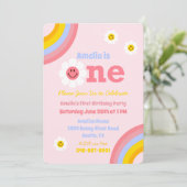 ワンファースト誕生日スマイルデイジーキュートパステルガールズ 招待状 (スタンド正面)