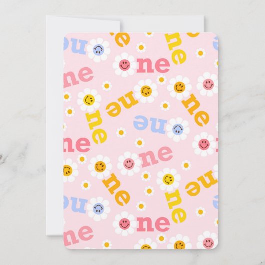 ワンファースト誕生日スマイルデイジーキュートパステルガールズ 招待状 (裏面)