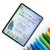 ワンフェス、オーバーオールとイラストの1歳の誕生日 招待状