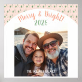 ワンフォトクリスマスファミリーキューアイピンク ポスター (正面)