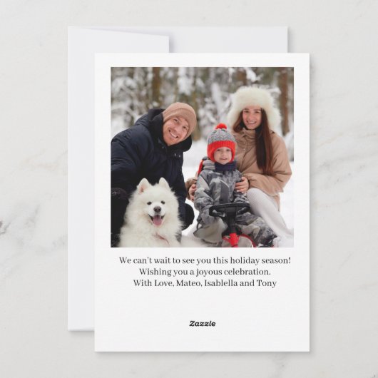 ワンフォトパインホリークリスマスリース赤(鳥)ショウジョウコウカンチョウ シーズンカード (裏面)